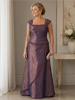 Montage Mon Cheri Size 14 iridescent mother of bride formal bronze beaded dress